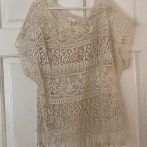 see through knit crop top. Camisole not included.